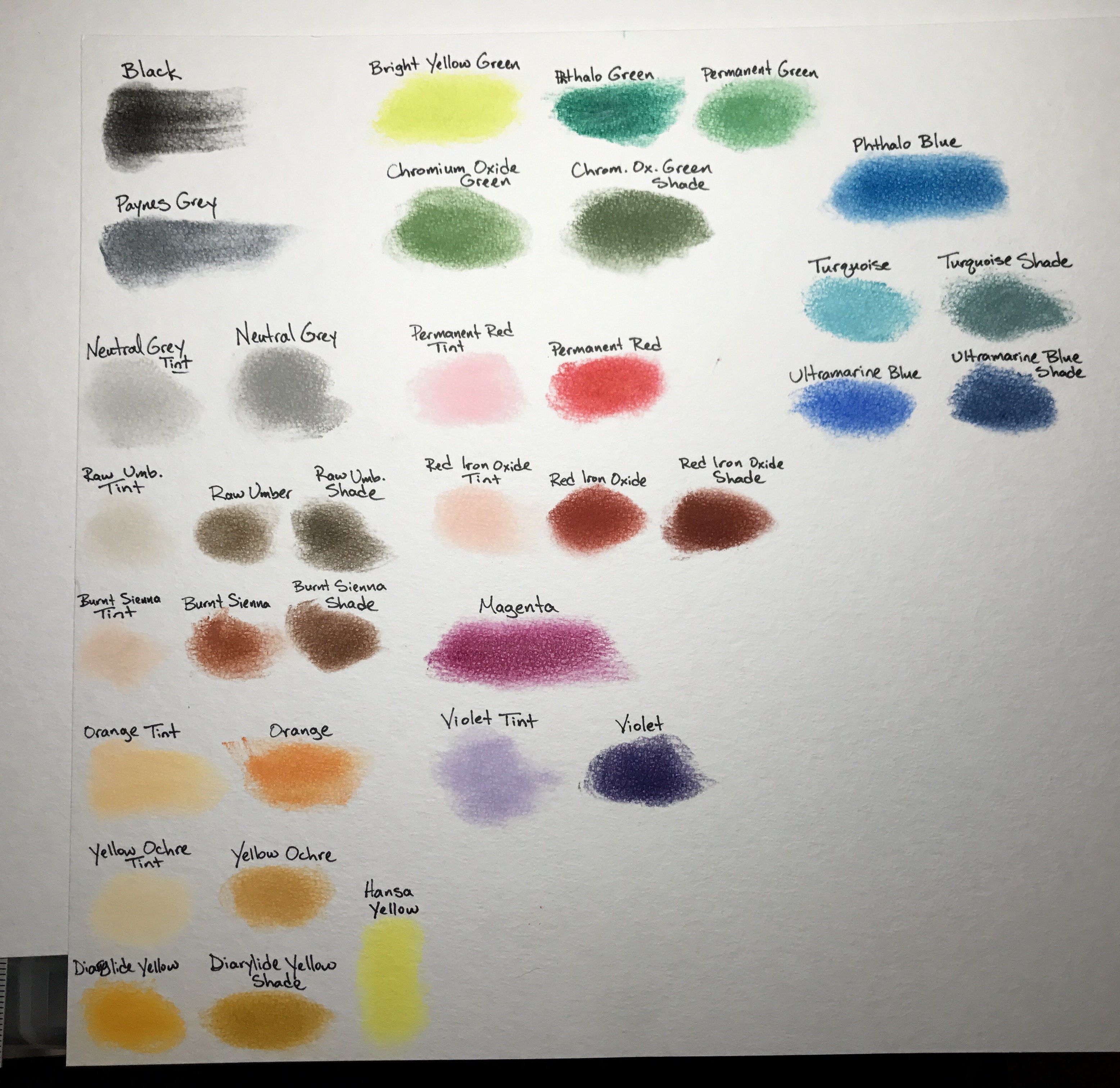 Pan Pastel Color Chart